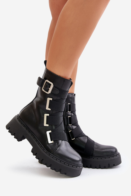 Kožené Dámske Čižmy S Podšívkou Big Star OO274A256 Čierne