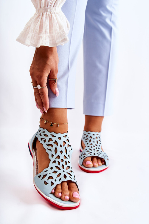 Ľahké kožené svetlo modré sandále alima