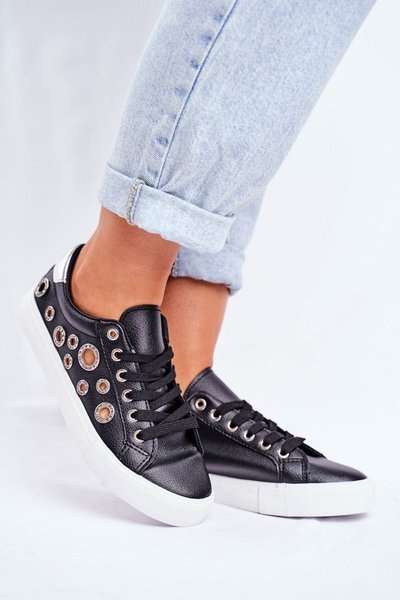 Dámské Tenisky S Otvory a Kamínky Černé Roxas