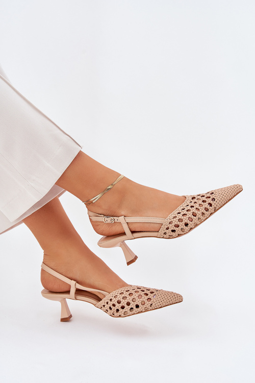 Lodičky S Špičatou Špičkou A Otevřenou Patou Béžové Umirana