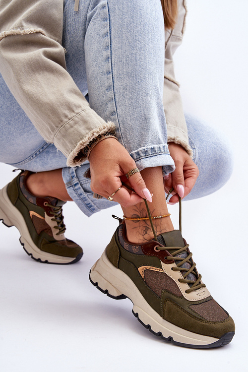 Čipky -Sports Sports topánky na platforme Zielone Escape Platform