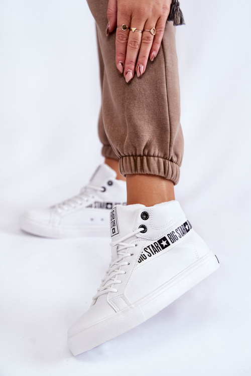 Dámske vysokohorské kožené kožené tenisky Big Star EE274356 biela