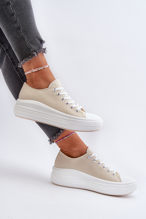 Dámske tenisky na masívnej platforme béžové Amyete