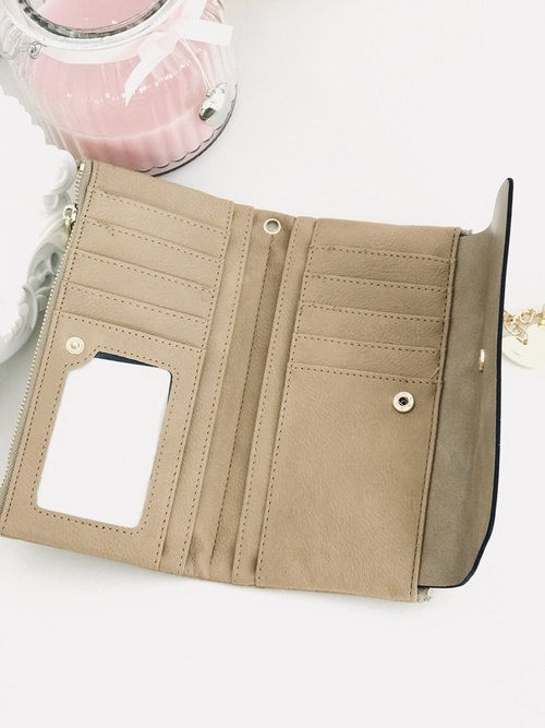 Large Women's Black Trendy Wallet Gold Zipper