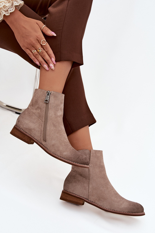 Dámské kotníkové boty na nízkém podpatku Vinceza 39961 béžové