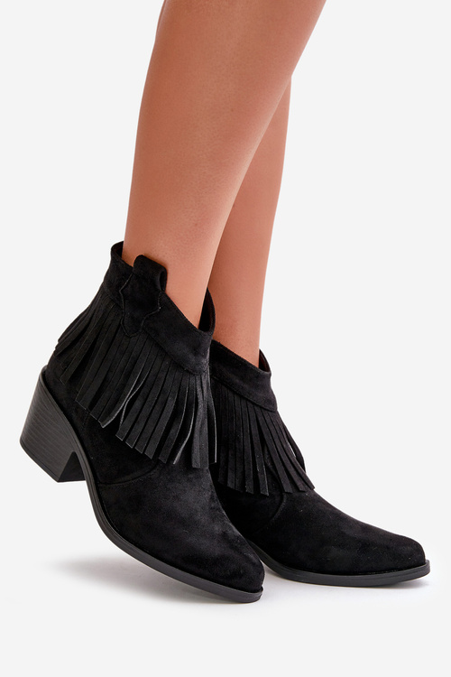 Dámske Cowboy Čižmy Na Zips Eko Semiš Čierne S.Barski HY42-127