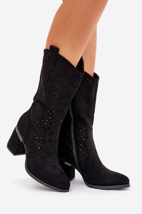 Dierované Kozačky Po Polovici Lýtka S.Barski HY51-238 Čierne