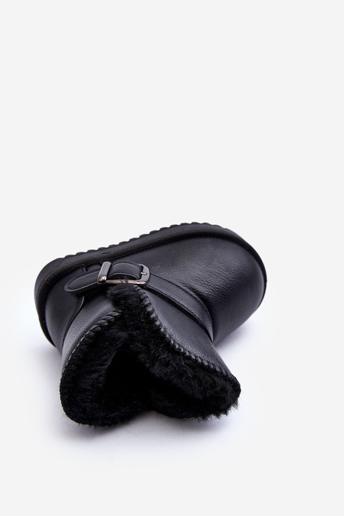 Dětské ekologické kožené sněhule s popruhem černé Orinor