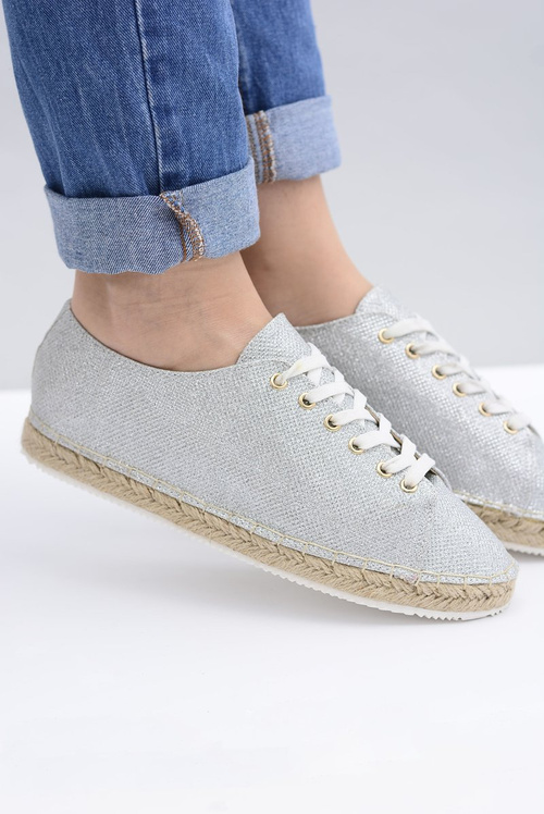 Lu Boo Strieborné trblietavé bielizeň Espadrilles Fairy