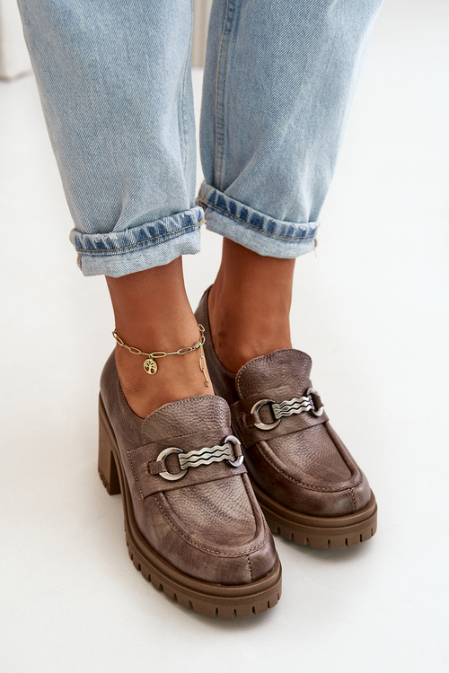 Zazoo 20175 Dámske Poltopánky Na Opätku Prírodná Koža Tmavo Béžové