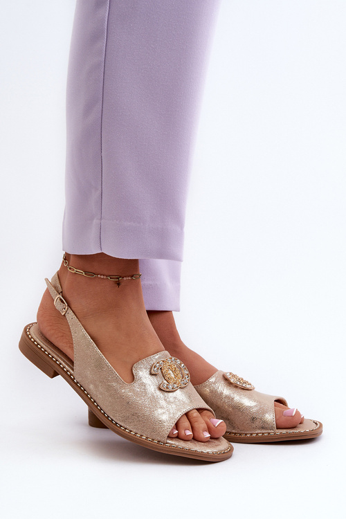 Dámske sandále s ozdobou S. Barski KV-2775-49 Pink-Gold