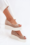 Dámske sandále na klíne a platforme béžové Felyra
