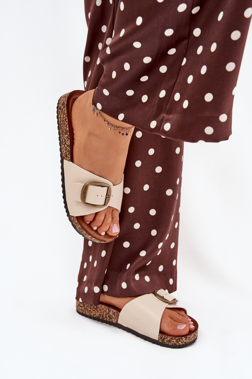 Dámske sandále na korkovej platforme s prackou béžové Vianara