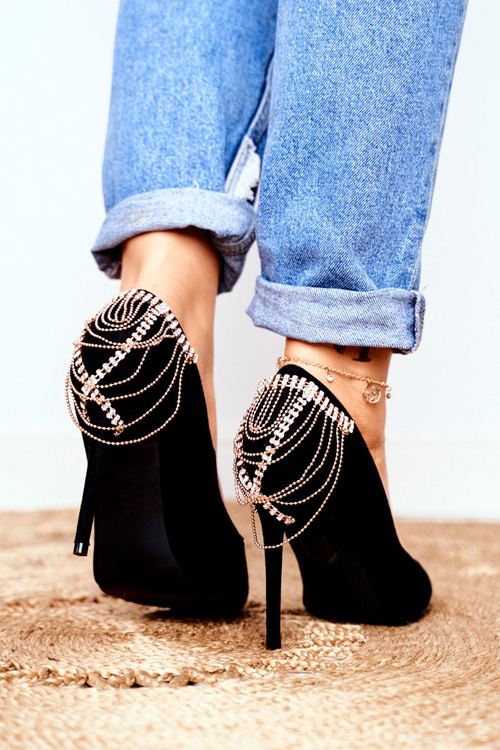 Dámske vysoké podpätky Čierne semišové večierky Pacardo