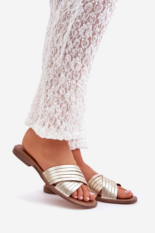 Kožené dámske papuče Lewski Shoes 3682 zlaté