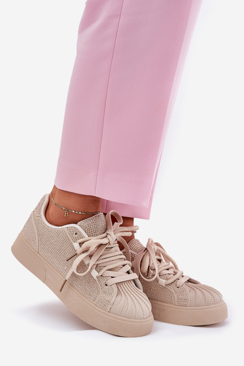 Dámské tenisky se zdobením na platformě béžové Eanneth
