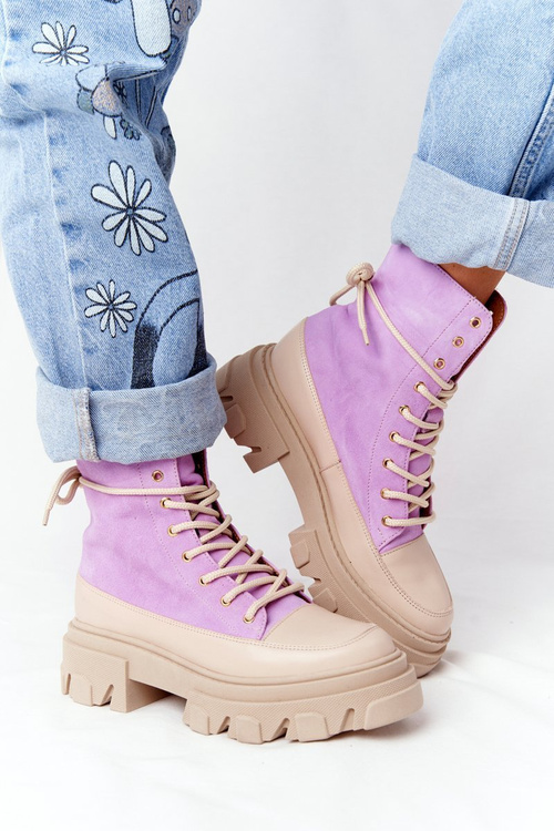 Semišové topánky lewski topánky 3007-0 fialové