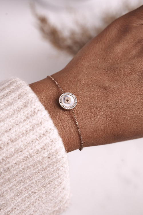 Náramok celebrít s Clover Pink Pearl Gold Luck