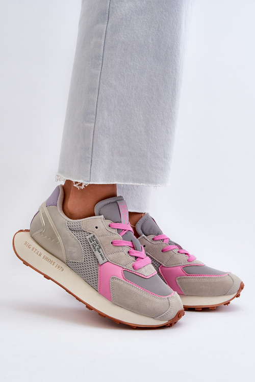 Dámské tenisky na platformě s paměťovou pěnou Big Star NN274680 šedorůžové