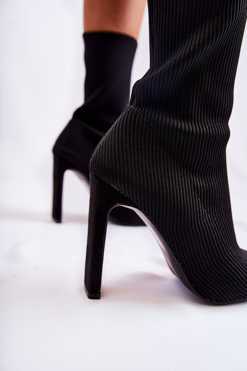 Dámské vysoké kozačky s ponožkou na podpatku černá Nessi