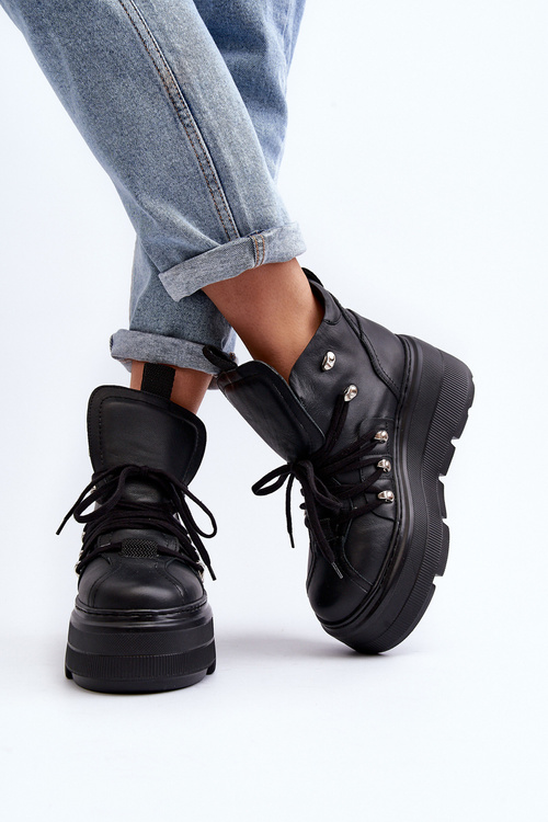 Zazoo 3416 Kožená dámska športová obuv čierna