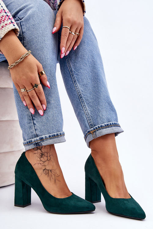 Semišové Lodičky Na Podpatku Sergio Leone PB216 Zelená