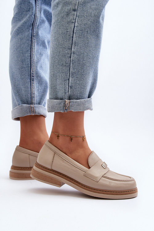 Zazoo 20165 Dámské kožené mokasíny béžové