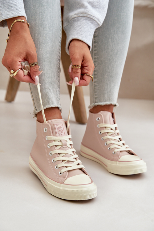 Dámske Zateplené Tenisky Z Eko Kože Ružové Big Star OO274933