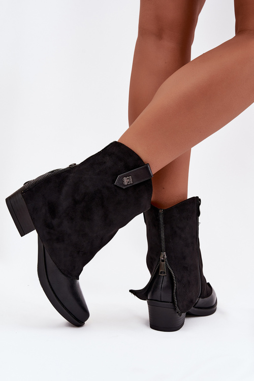 Vytápěné cowboy boty na podpatku černé Sylvette