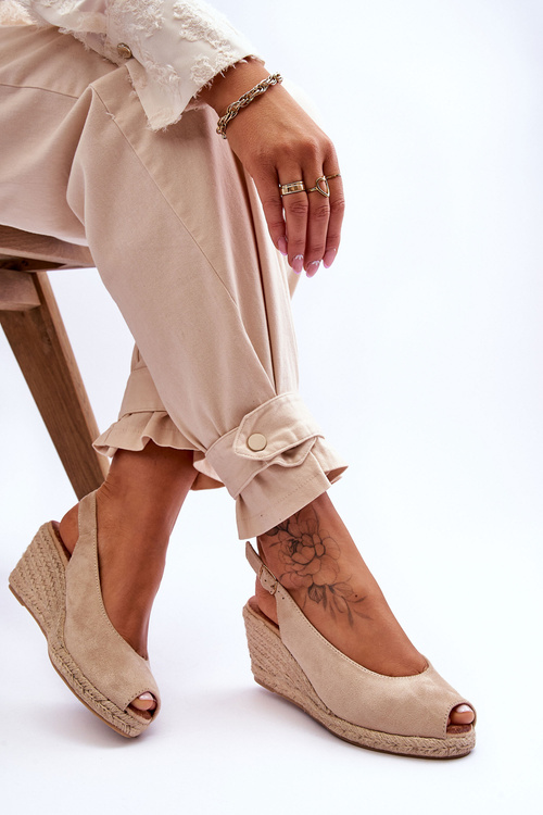 Tieňové sandále na klinoch beige elsie