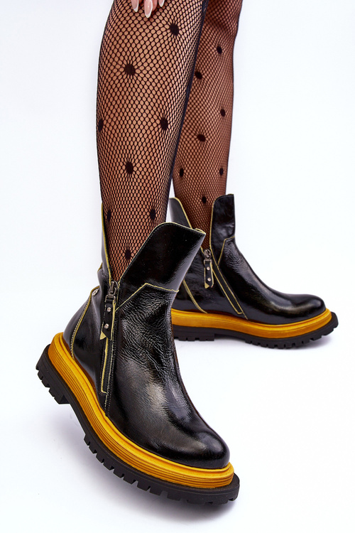 Kožené Lakované Botky Dámské Maciejka 05747-07 Černé