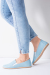 Blue Pastel Women's Leather Ballerinas Fresca