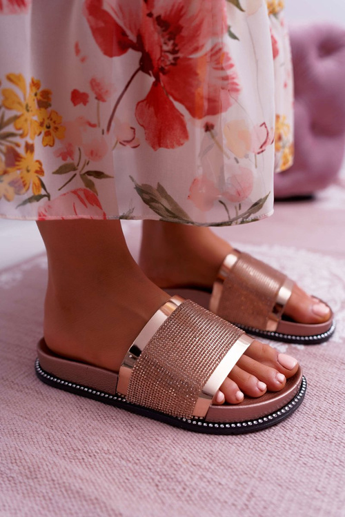 Dámské Nazouváky Se Zirkony Champagne Rentre