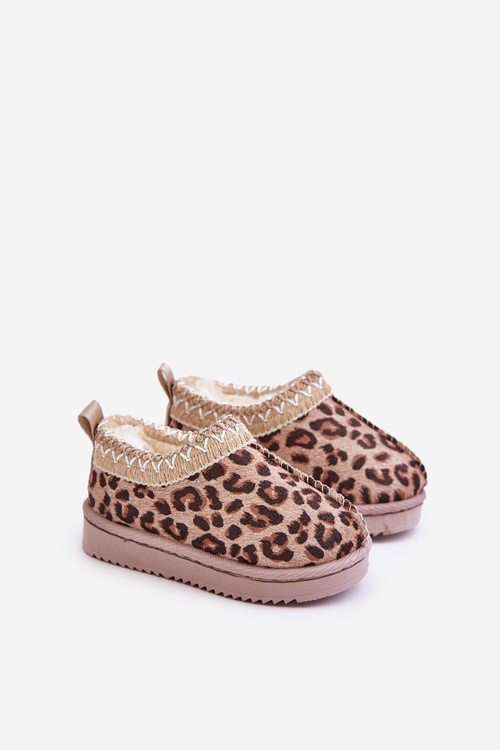 Sněhule Dětské Kotníkové Boty S Tygrím Vzorem Na Platformě Zateplené Kožíškem Hnědé Vilabria