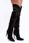 Dámské koleno vysoké boty na podpatku černé Vessy