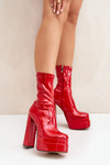 Lakované Botky Na Platformě A Vysokém Podpatku Červené Lotisha