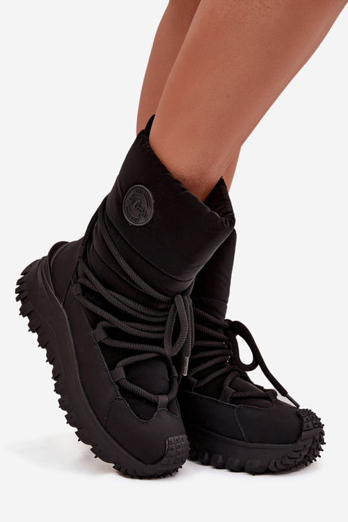 Kožené snehule na platforme Lee Cooper LCJ-25-12-3660 Čierne