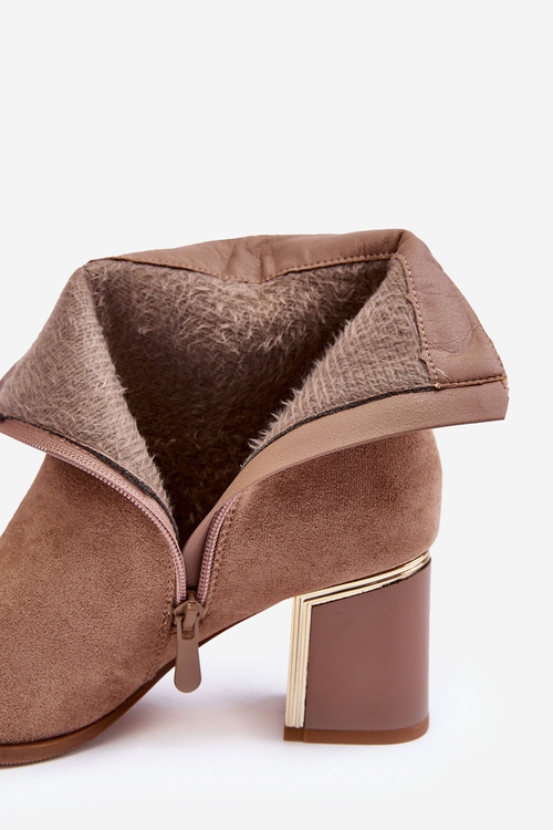 Zdobené Słupku Botky Z Zamszu Beżové Dwinja