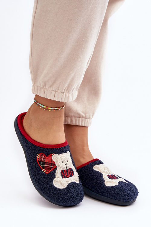 Dámske domáce papuče papuče s plyšovým medveďom Inblu EC000095 Navy Blue