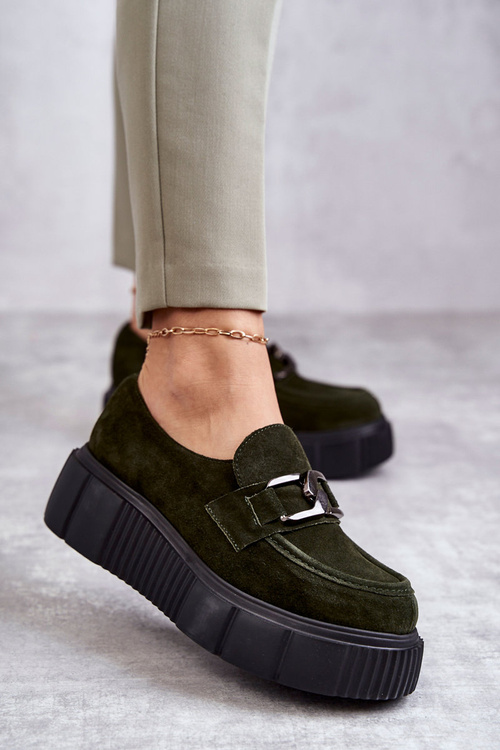Módne semišové topánky na platforme Khaki Lemar Marsol