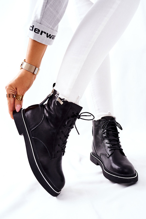 Dámske kožené topánky Goe II2N4014 čierna