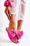 Dámské pantofle s ozdobnou mašličkou fuchsie Calerine