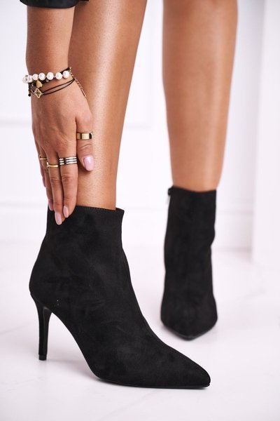 Dámské Kotníkové Boty Na Podpatku Černé Beneco