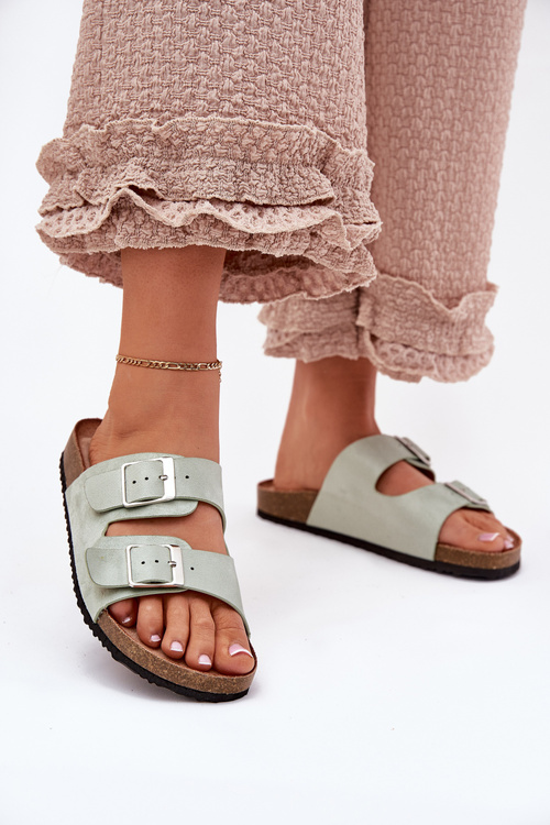 Dámske Sandále Na Korkovej Platforme S Prezkou Mätová Evisolla