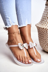 Dámske gumové flip -flops biele flip -flops lissy kamienky