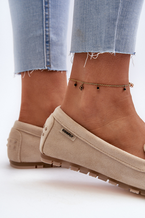 Dámske béžové mokasíny z eko semišu Amrutia