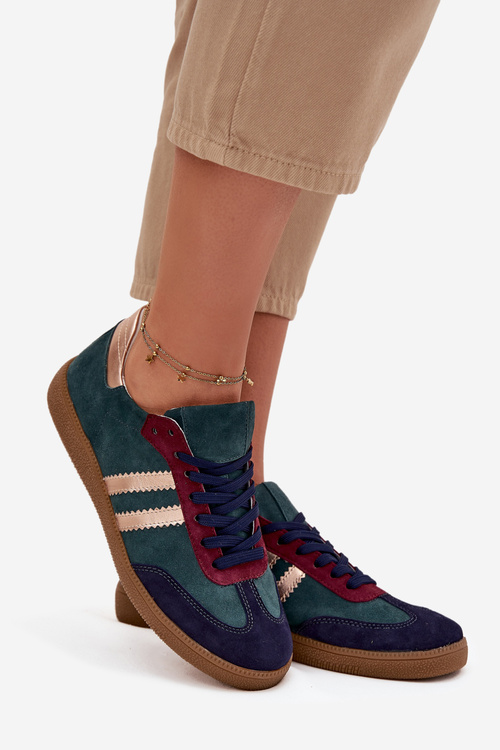 Zazoo N1068 Semišové Nízké Tenisky Dámské Tmavě Zelená