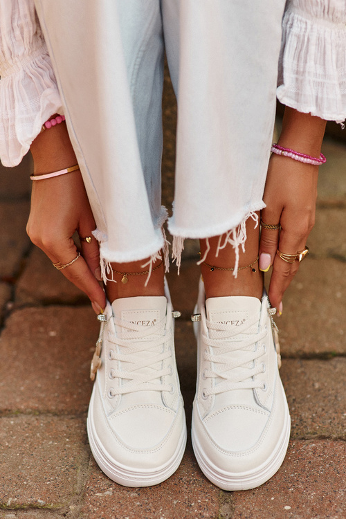 Tenisky Dámské Sportovní Na Platformě S Ozdobou Bílý VINCEZA 13613