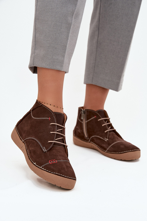 Kožené dámské polobotky s prošitím na zip Artiker 57C2117 hnědé