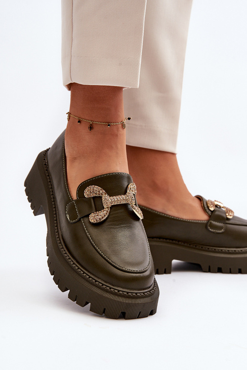 Dámske mokasíny s ozdobou tmavozelené Gargi